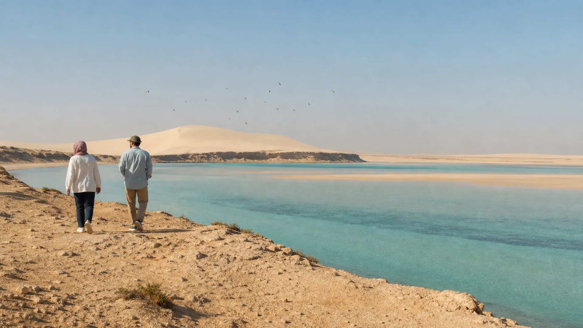 Voyageurs découvrant la lagune et les dunes de Dakhla sans faire de kitesurf